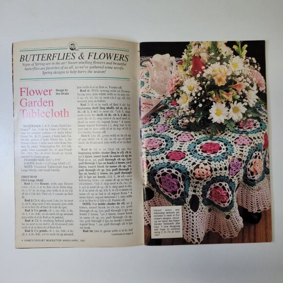Annies Crochet Newsletter 1991 No 50 l Crafting Blanket Afghan Flowers Square - Picture 3 of 10
